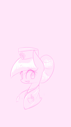 Size: 720x1280 | Tagged: safe, artist:ntheping, nurse redheart, earth pony, pony, female, mare, monochrome, pink mane, pink tail, solo, white coat