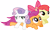 Size: 5162x3103 | Tagged: safe, artist:pdpie, derpibooru import, apple bloom, scootaloo, sweetie belle, cutie mark crusaders, pony pile, simple background, transparent background, vector