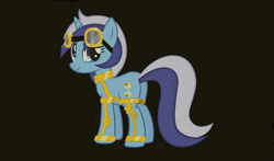 Size: 1600x940 | Tagged: safe, artist:kittyhawkman, minuette, unicorn, female, goggles, horn, mare, solo, steampunk