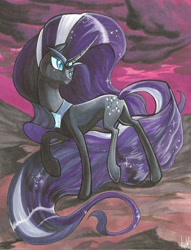 Size: 688x900 | Tagged: safe, artist:lizspit, derpibooru import, nightmare rarity, pony, unicorn, female, jewelry, mare, markers, regalia, solo, traditional art