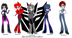Size: 1024x539 | Tagged: safe, artist:gothamscarecrow, derpibooru import, equestria girls, airachnid, breakdown, crossover, eqg promo pose set, equestria girls-ified, knock out, soundwave, starscream, transformers, transformers prime