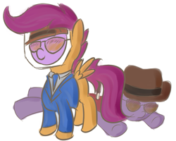 Size: 569x455 | Tagged: safe, artist:tggeko, scootaloo, ask, crossover, ponyville replies, sniper, spy, team fortress 2, tumblr