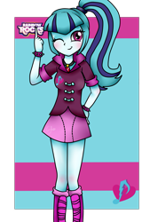 Size: 1181x1748 | Tagged: safe, artist:springheart121, sonata dusk, equestria girls, rainbow rocks, cute, looking at you, solo, wink