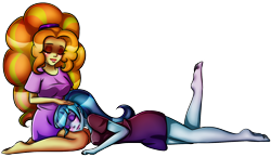 Size: 1920x1112 | Tagged: safe, artist:kilanio, adagio dazzle, sonata dusk, equestria girls, barefoot, cute, eyes closed, feet, female, head on lap, lesbian, shipping, simple background, sonagio, transparent background