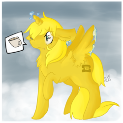 Size: 576x576 | Tagged: safe, artist:at-rope-ends, derpibooru import, oc, oc only, oc:ticket, alicorn, pony, alicorn oc, chest fluff, cold, pictogram, solo