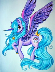 Size: 926x1198 | Tagged: safe, artist:divinekitten, derpibooru import, oc, oc only, alicorn, pony, alicorn oc, solo, traditional art