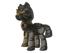 Size: 1032x774 | Tagged: safe, artist:stein-vs, oc, oc only, oc:steelhooves, earth pony, pony, fallout equestria, armor, fanfic, fanfic art, gun, machine gun, male, power armor, powered exoskeleton, simple background, solo, stallion, transparent background, weapon