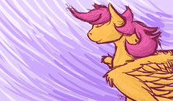 Size: 1014x593 | Tagged: safe, artist:bootsa81, derpibooru import, scootaloo, pegasus, pony, female, filly, gradient background, solo