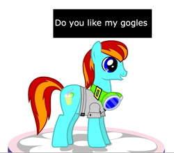 Size: 543x481 | Tagged: safe, derpibooru import, oc, oc only, pony, pony creator, clothes, goggles, grammar error, male, solo, stallion, text