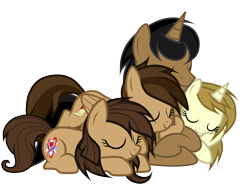 Size: 4111x3200 | Tagged: safe, artist:junkiesnewb, oc, oc only, oc:aegis aurora, oc:harmony inkwell, oc:melodia pitch, earth pony, pegasus, pony, unicorn, harmogis, shipping