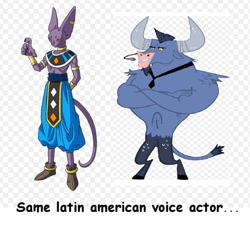 Size: 513x474 | Tagged: safe, derpibooru import, iron will, beerus, dragon ball, dragon ball z, exploitable meme, josé luis orozco, meme, same voice actor