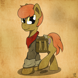 Size: 1600x1600 | Tagged: safe, artist:thexiiilightning, oc, oc only, oc:color boom, clothes, saddle bag, scarf, solo, steampunk