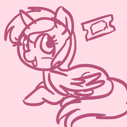 Size: 500x500 | Tagged: safe, artist:inkie-heart, oc, oc only, oc:ticket, alicorn, pony, alicorn oc, monochrome, solo