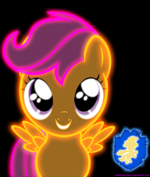 Size: 2729x3236 | Tagged: safe, artist:zantyarz, scootaloo, pegasus, pony, cutie mark crusaders patch, filly, neon, solo