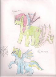 Size: 762x1048 | Tagged: safe, artist:solomen, derpibooru import, monster pony, byakhee, cthulhu mythos, ponified, shantak, traditional art