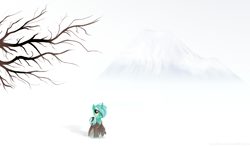 Size: 3244x1896 | Tagged: dead source, safe, artist:lova-gardelius, derpibooru import, lyra heartstrings, pony, unicorn, bare tree, clothes, female, mare, robe, snow, solo, tree, winter