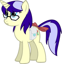 Size: 1499x1554 | Tagged: artist needed, safe, derpibooru import, oc, oc only, oc:pennychan, pony, unicorn, bow, female, glasses, mare, ponychan, saddle bag, simple background, solo, tail bow, transparent background, vector