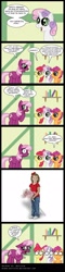 Size: 600x2489 | Tagged: safe, artist:niban-destikim, derpibooru import, apple bloom, cheerilee, scootaloo, sweetie belle, human, comic, cutie mark crusaders, krusty love, spanish, spongebob squarepants, translation