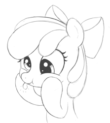 Size: 999x1119 | Tagged: safe, artist:kas92, derpibooru import, apple bloom, monochrome, sketch, solo