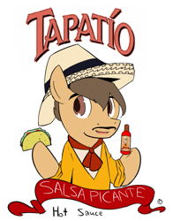 Size: 591x752 | Tagged: safe, artist:outcast010, derpibooru import, ponified, solo, tapatio hot sauce