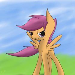 Size: 2600x2600 | Tagged: safe, artist:flashiest lightning, derpibooru import, scootaloo, older, solo, teenager