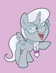 Size: 1487x1925 | Tagged: safe, artist:pixel-prism, derpibooru import, silver spoon, alicorn, pony, alicornified, dreamworks face, everyone is an alicorn, glasses, race swap, silvercorn, simple background, solo