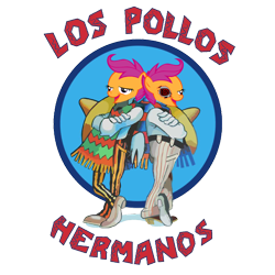 Size: 500x500 | Tagged: safe, derpibooru import, scootaloo, chicken, breaking bad, chickun, exploitable meme, forced meme, los pollos hermanos, meme, spanish, translated in the description
