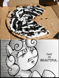 Size: 534x700 | Tagged: safe, derpibooru import, sweetie belle, exploitable meme, meme, oreo, oreo pizza, pizza, that is beautiful