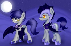 Size: 2099x1359 | Tagged: safe, artist:kas92, derpibooru import, oc, bat pony, pony, moon, night, night guard, stars