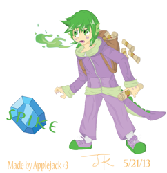 Size: 907x936 | Tagged: safe, artist:applejackv3, derpibooru import, spike, gem, humanized, scroll, solo, tailed humanization