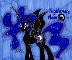 Size: 1466x1208 | Tagged: safe, artist:newyorkx3, nightmare moon, missing accessory, plot, traditional art