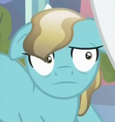 Size: 430x455 | Tagged: safe, screencap, bright smile, castle (crystal pony), crystal pony, pony, the crystal empire, cropped, crystal empire, face, floppy ears, reaction image