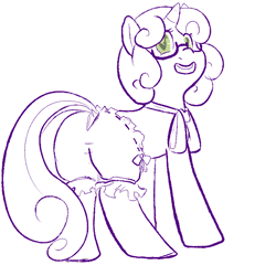 Size: 600x600 | Tagged: safe, artist:mt, sweetie belle, bloomers, clothes, glasses, necktie, panties, plot, solo, underwear