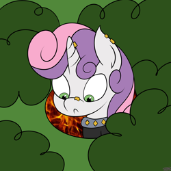 Size: 2000x2000 | Tagged: safe, artist:nlgma, sweetie belle, pony, unicorn, female, filly, hell, meaniebelle, white coat