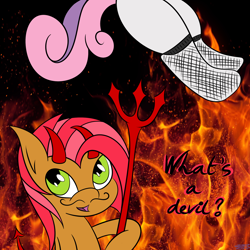 Size: 2000x2000 | Tagged: safe, artist:nlgma, babs seed, sweetie belle, devil, hell, meanie belle, meaniebelle