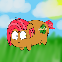 Size: 2000x2000 | Tagged: safe, artist:nlgma, babs seed, earth pony, brown coat, chubbie, female, filly, freckles, solo, two toned mane