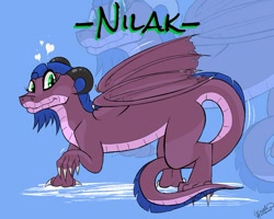 Size: 999x799 | Tagged: safe, artist:kassc, oc, oc only, oc:nilak, dragon, claws, cute, horns, tail, wings