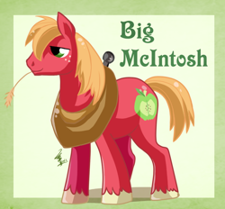 Size: 700x650 | Tagged: safe, artist:sachikofuku, derpibooru import, big macintosh, earth pony, pony, male, solo, stallion, straw