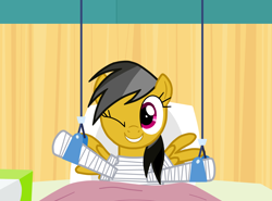Size: 1350x1000 | Tagged: safe, artist:drumblastingquilava, daring do, pegasus, pony, cast, clothes, hospital, solo