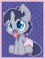 Size: 796x1032 | Tagged: safe, artist:cuddlehooves, derpibooru import, oc, oc only, oc:lea, pony, baby, baby pony, diaper, foal, pacifier, poofy diaper, solo