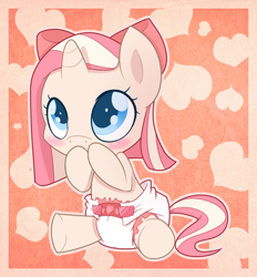 Size: 904x976 | Tagged: safe, artist:cuddlehooves, derpibooru import, oc, oc only, oc:light sparkle, pony, baby, baby pony, diaper, foal, poofy diaper, solo