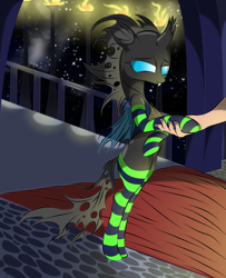 Size: 1870x2304 | Tagged: safe, artist:v-d-k, changeling, human, clothes, female, socks, striped socks