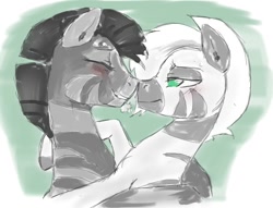 Size: 884x676 | Tagged: safe, artist:buttercupsaiyan, derpibooru import, oc, oc only, oc:mti, oc:mua, zebra, blushing, eyes closed, gay, incest, lidded eyes, male