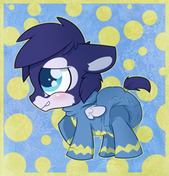 Size: 941x980 | Tagged: safe, artist:cuddlehooves, derpibooru import, oc, oc only, clothes, cuddlehooves is trying to murder us, cute, diaper, foal, footed sleeper, pajamas, poofy diaper, solo, wonderbolts uniform