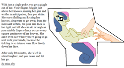 Size: 848x465 | Tagged: safe, artist:queen luna/luna the great, bon bon, sweetie drops, human, pony, fanfic, framed picture, hand, hooves, human on pony action, ms paint, text, tickling