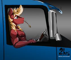 Size: 900x761 | Tagged: safe, artist:xenstroke, big macintosh, anthro, big rig, solo, trucker