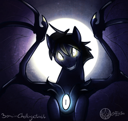 Size: 1000x948 | Tagged: safe, artist:aeritus, oc, oc only, bat pony, pony, 30 minute art challenge, glow, glowing eyes, moon