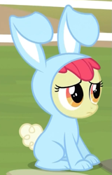 Size: 401x628 | Tagged: safe, screencap, apple bloom, family appreciation day, animal costume, bunny bloom, bunny costume, clothes, costume, cropped, solo