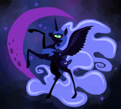 Size: 3264x2921 | Tagged: safe, artist:schwarz-one, nightmare moon, alicorn, pony, black coat, female, horn, mare, solo, wings