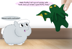 Size: 1508x1023 | Tagged: safe, artist:gowdie, fluffy pony, human, cthulhu, doll, fluffy pony foal